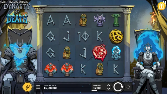 Dynasty of Death - game screen with reels