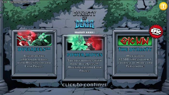 Dynasty of Death - main game menu
